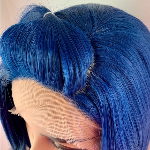 Angled Blue Grey 13x2.5 Synthetic Lace Front Wig - Picture 6 of 12